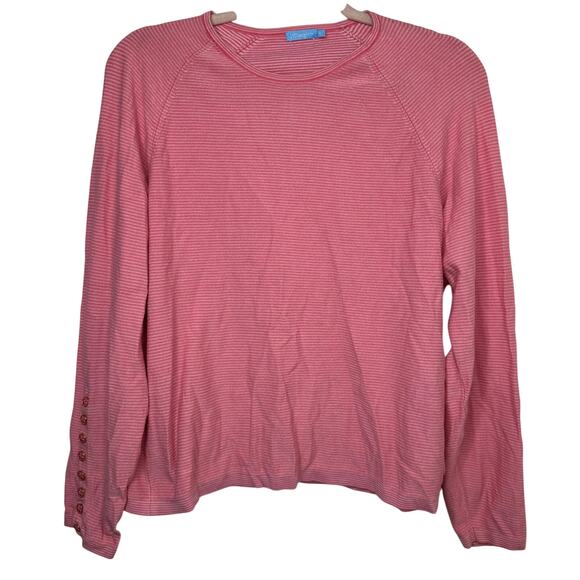 XL J. McLaughlin Janie Sweater Peony Fuchsia Stripe Knit Top Preppy Coastal Chic - Picture 1 of 5